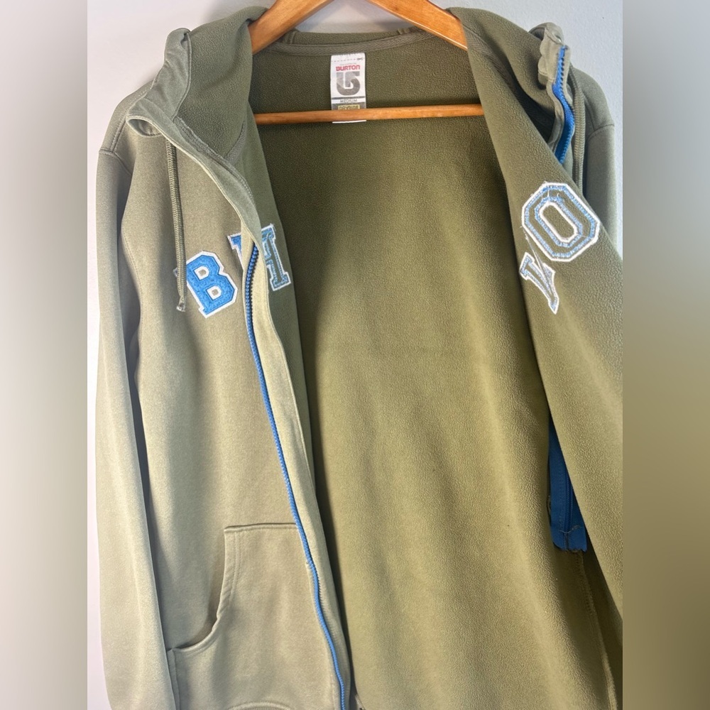 Burton Dryride Men’s Hoodie Sweater HB Bonded Full Zip Spellout Green Size M EUC - Picture 5 of 10